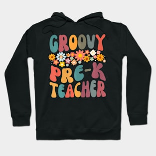 Groovy Pre K Teacher Retro Design Preschool Teaching Hoodie